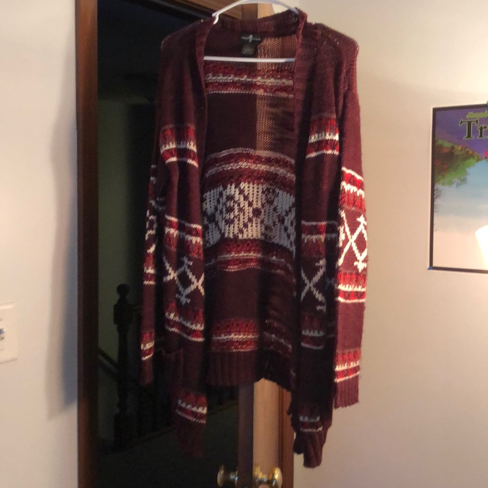 Red cardigan